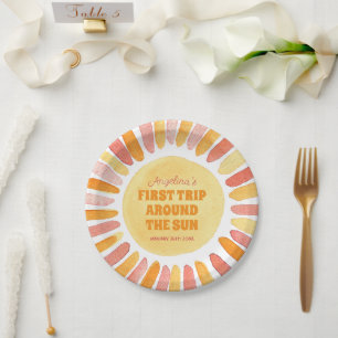 Assiettes En Carton Boho Premier voyage autour du soleil 1er anniversa