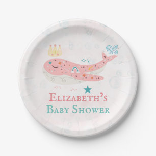 Assiettes En Carton Boho Princess Whale Girl Baby shower