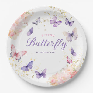 Assiettes En Carton Boho Purple A Little Butterfly Girl Baby shower