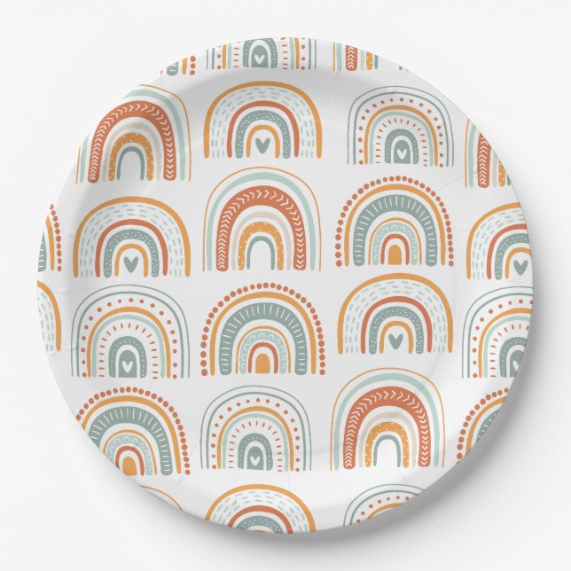 Assiettes En Carton Boho Rainbow MR Onederful Birthday Party (Devant)