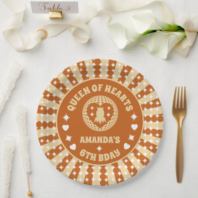 Assiettes En Carton Boho Reine Des Coeurs Fête D'Anniversaire (Mariage)