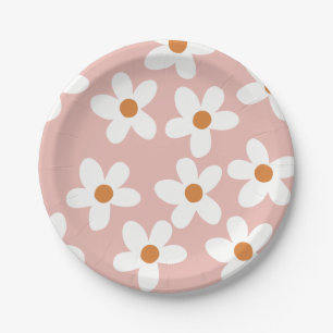 Assiettes En Carton Boho Rose Daisy Anniversaire