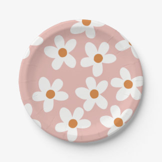 Assiettes En Carton Boho Rose Daisy Anniversaire