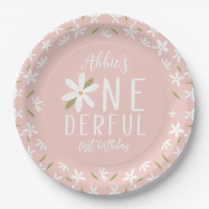 Assiettes En Carton Boho rose Onedering Plaque de premier anniversaire