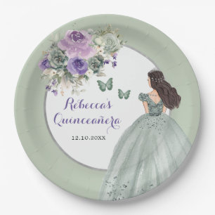 Assiettes En Carton Boho Sage Purple Robe Princesse Girl Sweet 16 Años
