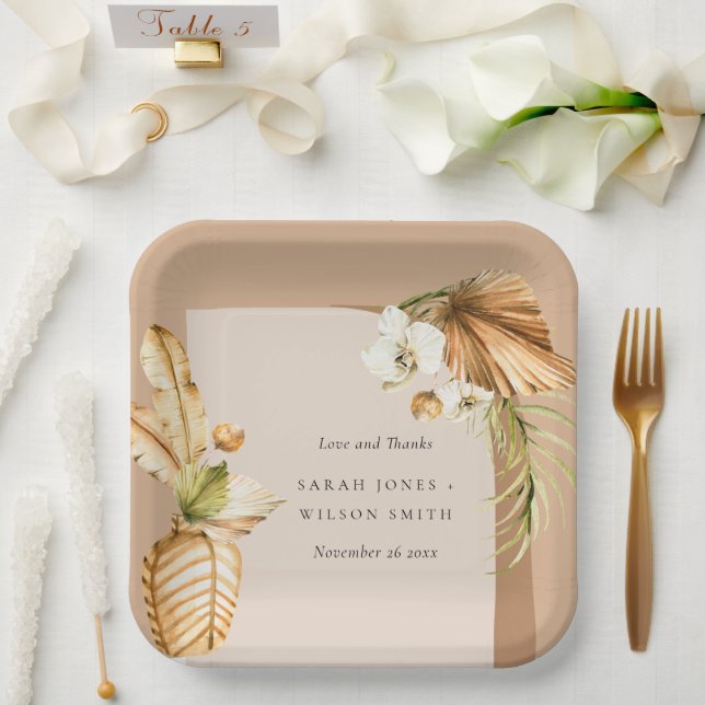 Assiettes En Carton Boho séché Palm rouille Mariage d'arche florale Me (Mariage)