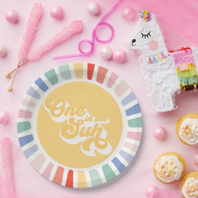 Assiettes En Carton Boho Sunshine One Au Soleil Soleil Anniversaire (Fête)