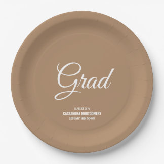 Assiettes En Carton Boho Tan Minimaliste Moderne Graduation Party