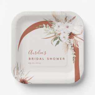 Assiettes En Carton Boho Terracotta Plaques en papier d'arc floral