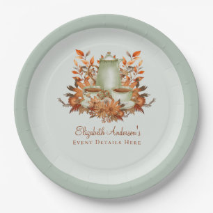 Assiettes En Carton Boho Terracotta Sage Tea Party Floral Événement Dî