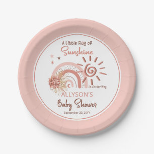Assiettes En Carton Boho Un petit rayon de soleil Baby shower fille