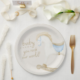Assiettes En Carton Boho Vintage Rocse Horse Baby shower Cowboy