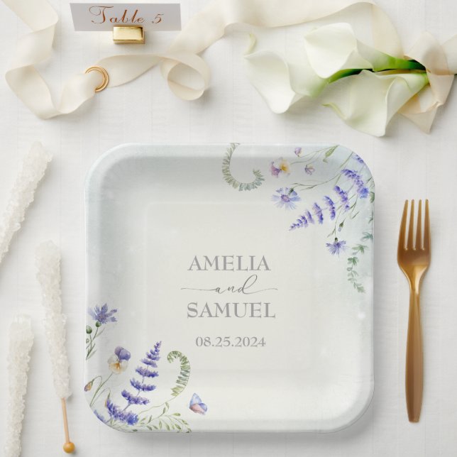 Assiettes En Carton Boho Wildflower Rustique mariage vert (Mariage)