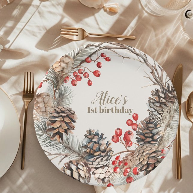 Assiettes En Carton Boho Winter Onederland Anniversaire (Créateur téléchargé)