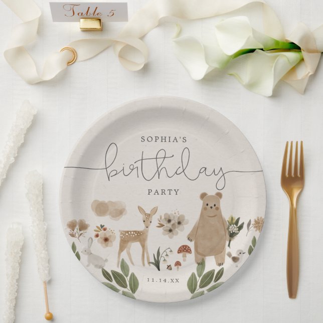 Assiettes En Carton Boho Woodland Anniversaire Plaques papier (Mariage)