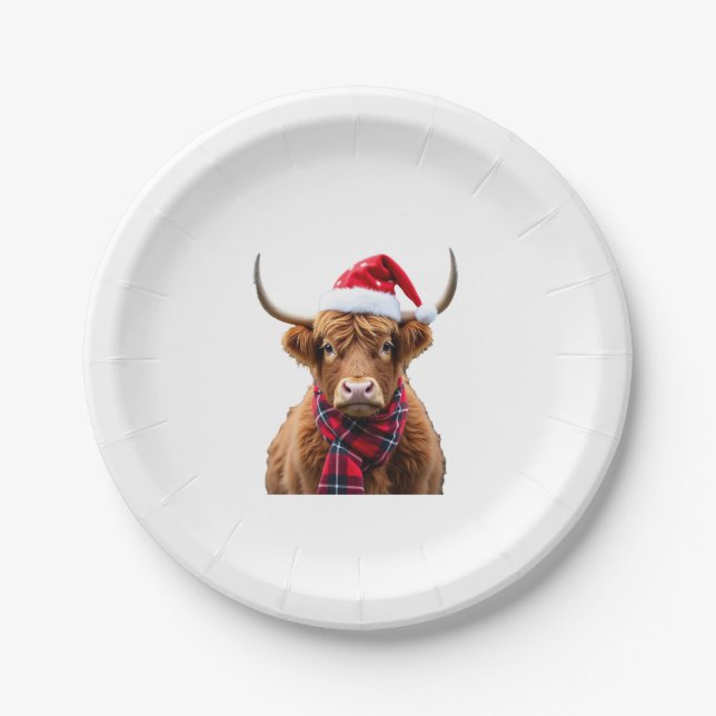 Assiettes En Carton Boho Xmas Christmas Highland Cow T-Shirt (2) (Devant)