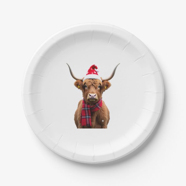 Assiettes En Carton Boho Xmas Christmas Highland Cow T-Shirt (4) (Devant)