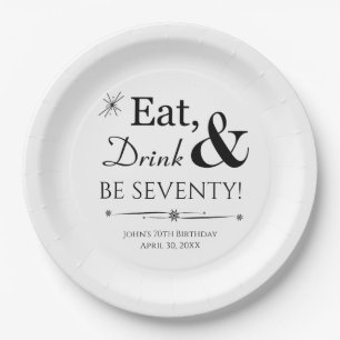 Assiettes En Carton Boire à manger et être Soixante-dix rétro 70e anni