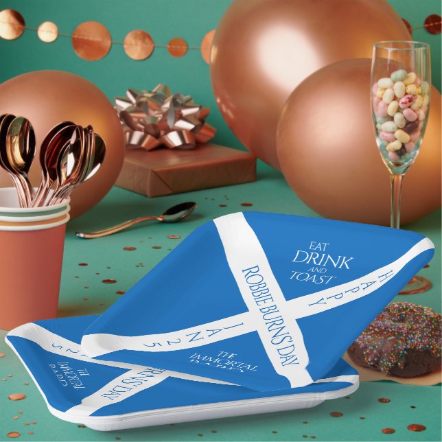 Assiettes En Carton Boire à manger et toast Robbie Burns Scottish Flag (Multi)