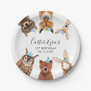 Assiettes En Carton Bois Animaux Blue Anniversaire