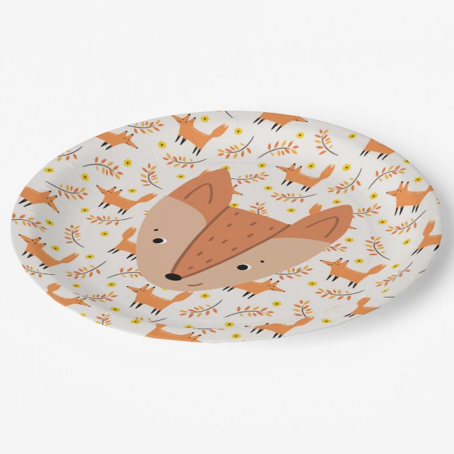 Assiettes En Carton Bois Animaux Boho Design Fox (Angle)