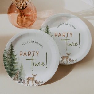 Assiettes En Carton Bois Animaux Fête Heure Anniversaire Plaques de pa