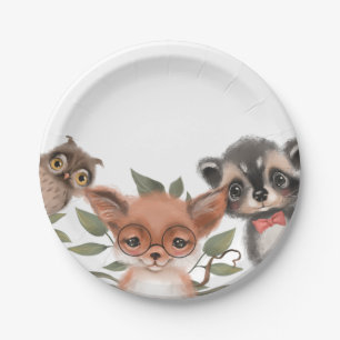 Assiettes En Carton Bois Animaux mignons Anniversaire Thème de fête