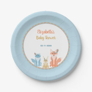 Assiettes En Carton Bois Animaux mignons Tribal Boho Boy Baby shower
