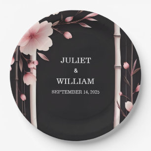 Assiettes En Carton Bois Bambou rose Sakura Cerry Blossom Mariage