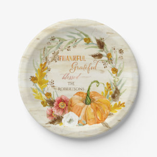Assiettes En Carton Bois béni reconnaissant reconnaissant de famille
