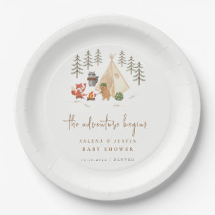 Assiettes En Carton Bois Camping L'aventure commence le Baby shower