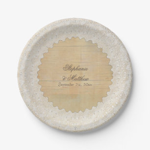 Assiettes En Carton Bois de Bohème rustique élégant de la dentelle n
