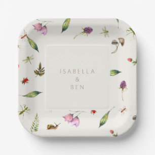 Assiettes En Carton Bois Floral Mariage Verdure