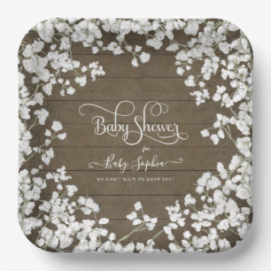 Assiettes En Carton Bois foncé rustique Script Babys Baby shower de re