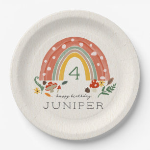 Assiettes En Carton Bois Rainbow Mushroom Botanique Anniversaire