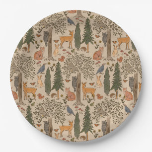 Assiettes En Carton Bois rustique Animaux Bois Baby shower garçon