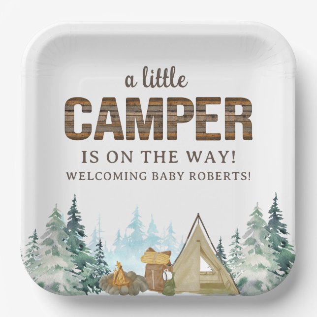 Assiettes En Carton Bois Rustique Un Petit Baby shower De Camper (Recto)