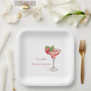 Assiettes En Carton Boissons Cocktail de Fraise Enterrement de Vie de