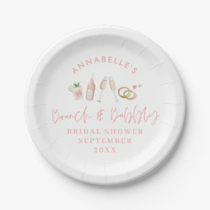 Assiettes En Carton Boissons d'aquarelle brunch et bachelorette mousse