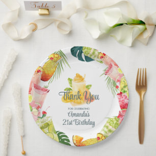 Assiettes En Carton Boissons de fruits tropicaux Piscine Fête Adulte A
