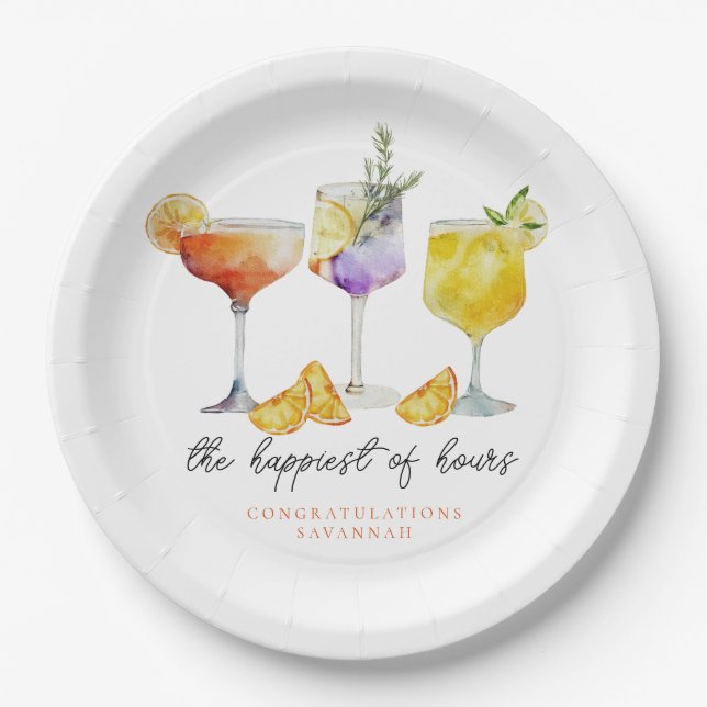 Assiettes En Carton Boissons Fruitées Enterrement de Vie de Jeune Fill (Devant)