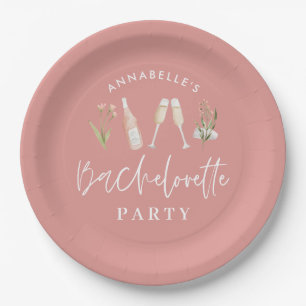 Assiettes En Carton Boissons roses giri moderne soirée bachelorette
