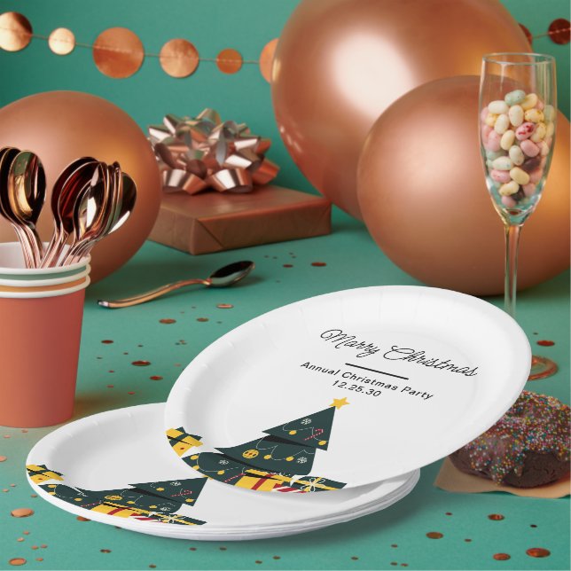 Assiettes En Carton Boîte cadeau d'arbre de Noël simple et élégant (Multi)
