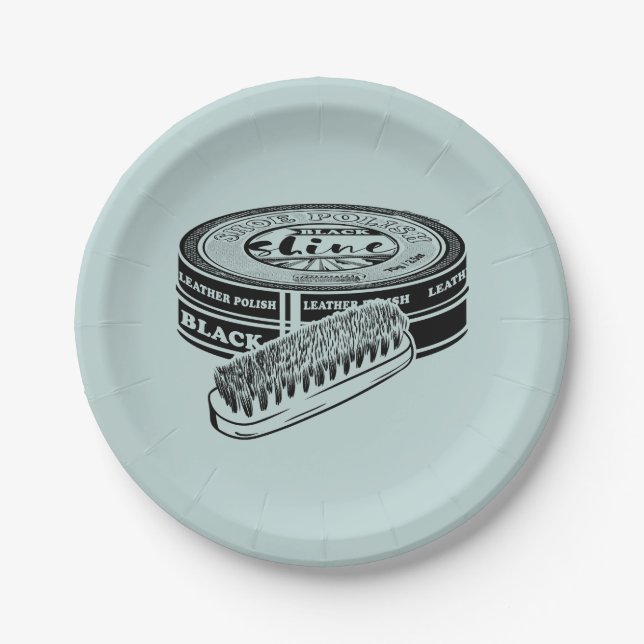 Assiettes En Carton Boite de cirage à chaussures noires (Devant)