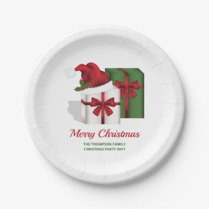 Assiettes En Carton Boîtes Cadeaux Blanches Et Vertes Avec Chapeau De 