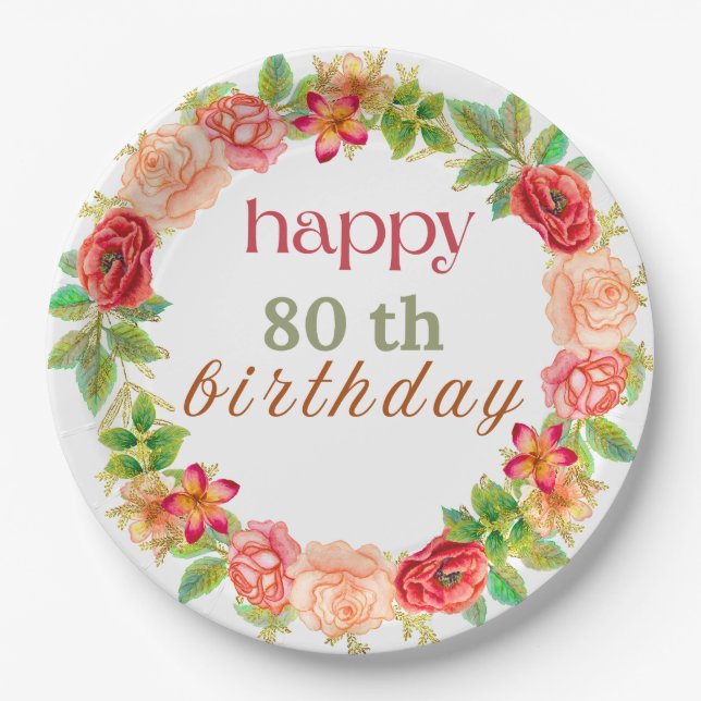 Assiettes En Carton Bon anniversaire Plaque de papier (Devant)