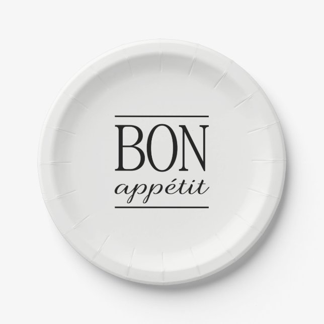 Assiettes En Carton BON APPÉTIT Black Kitchen Citation Typographie Tex (Devant)