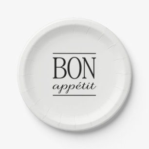 Assiettes En Carton BON APPETIT Citation Cuisine Typographie Texte
