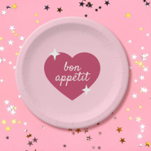 Bon Appetit Pink Galentines Day Party Paper Plate