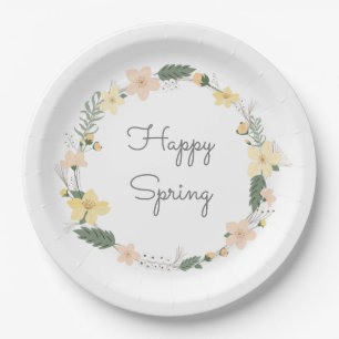 Assiettes En Carton Bon Printemps Pastel Fleurs Artistiques